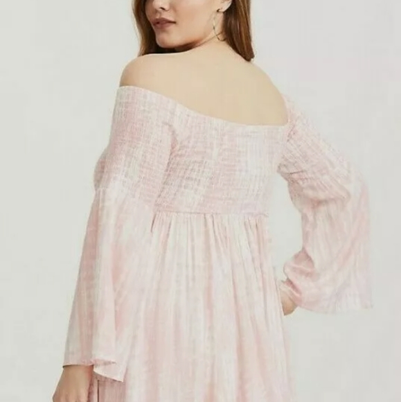 Torrid Pink & White Tie-Dye Smocked Mini Dress - Picture 3 of 3